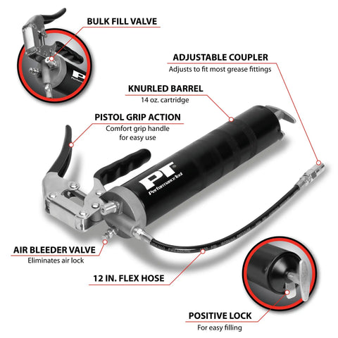 Professional Grade 14 Oz Pistol Grip Grease Gun With Heavy Duty Build, Ergonomic Handle For Easy Lubrication In Auto And Industrial Work