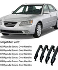 Black Exterior Door Handle Set For Hyundai Sonata 2005 2006 2007 2008 2009 2010 Front Driver Passenger Rear Left Right 4 Pcs