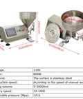 Heavy Duty Semi Automatic Gear Pump Paste Filler Machine With Commercial Grade Steel Frame No Fuss Operation For Pouring Thick Honey Jam Syrup And Rich Sauces Straight Into Jars Quick And Easy, showing dimensions and details.