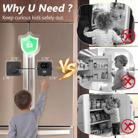 Palm Vein Fridge Lock With App Control, Smart Biometric Refrigerator Lock That Works With Wet Hands, Unlocks In 0.3 Seconds