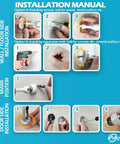 Installation manual showing steps for wall or floor mount installation of Antique Brass Magnetic Door Stopper with Hold Open Magnet