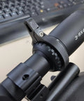 Carbon Fiber Scope Throw Lever For 3 9x40 Scopes, Ultra Lightweight, attached to 3-9x40 rifle scope on rifle body