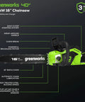 Powerhouse 40V Brushless Cordless Chain Saw With Heavy 16 Inch Bar And Included Battery Pack Straight Out The Box ready for yard cleanup.