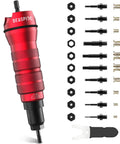 Cordless Drill Rivet Nut Tool Kit With 10 Mandrels And 50 Assorted Rivet Nuts In Rugged Carrying Case shown with parts