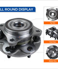 4WD Front Wheel Hub Bearing Assembly Fits Lexus GX460 GX470, Toyota 4Runner, FJ Cruiser, And Tacoma 2003 To 2021 shown in multiple views
