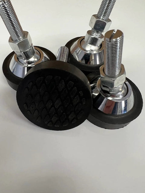 Pack Of Four Heavy Duty Adjustable Alloy Steel Feet For Floor Scales And Load Cells With 1/2-20 Fine Thread Swivel Base close-up view.