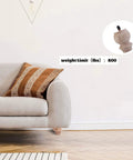Top Shelf 3 Inch Smooth Wooden Bun Feet For Furniture Fixer Upper Set Of 8 with sofa showing weight limit of 800 lbs close-up.