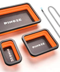 Collapsible Magnetic Parts Organizer Trays with 12 Inch Flexible Magnetic Pickup Tool and three sizes of trays.
