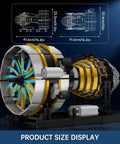 Aircraft Engine Model Kit With Motor Dope 2256 Pieces, size display, functional propeller, 3-speed gear, battery box