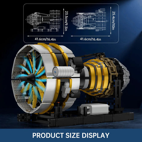 Aircraft Engine Model Kit With Motor Dope 2256 Pieces, size display, functional propeller, 3-speed gear, battery box