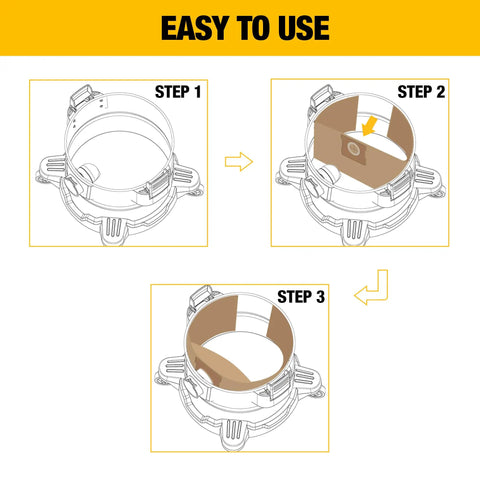 Installation steps for Three Pack Dust Bags For 12 To 16 Gallon Wet Dry Vacuum Cleaner Compatible With DXV12P DXV14P DXV16P DXV16PA DXV16S