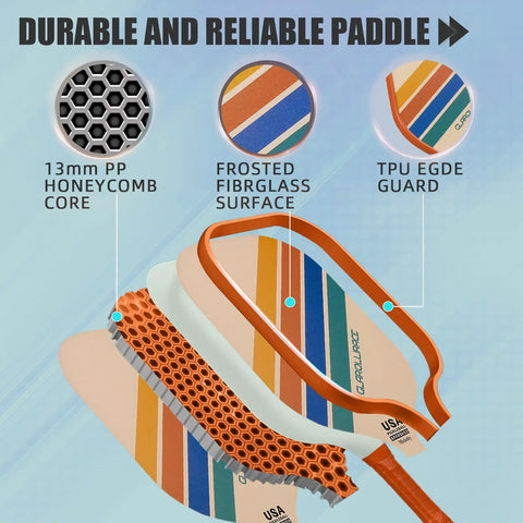 Set Of 2 Pickleball Paddles With USAPA Approval, Fiberglass Surface And PP Honeycomb Core, paddle layers and core design