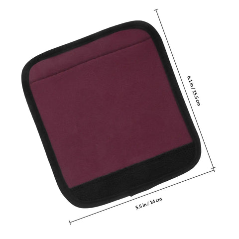 Close-up of maroon detachable neoprene pad cover with measurements for two pack detachable neoprene pull up bar and barbell pad covers with anti slip grip for training and workouts gym accessory for weight lifting equipment.