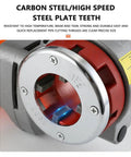 Close-up of carbon steel and high-speed steel plate teeth on Hella Reliable Electric Pipe Threader And Portable Tapping Machine 110V 230V.
