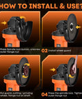 How to install 4 1/2 Inch Angle Grinder 850W 11,000 RPM High Torque Electric Grinder With Auxiliary Handle and 5 Wheel Attachments