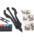 Skull Pivot Thrust Rivet Nut Tool Kit with 6 Metric And Sae Mandrels Plus 60 Pcs Threaded Inserts Makes Installing Rivnuts A Total Breeze For Any Pro Or Diy Guy Looking To Get It Done Fast With Ease, black hand tool and inserts