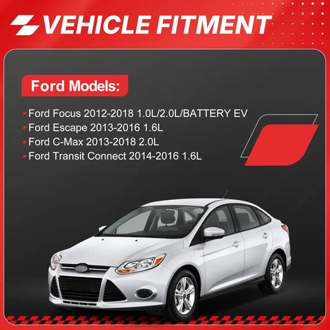 Image showcasing vehicle fitment for Zero Drama Swap Direct Fit Coolant Reservoir Replacement For Ford Escape Focus C Max.