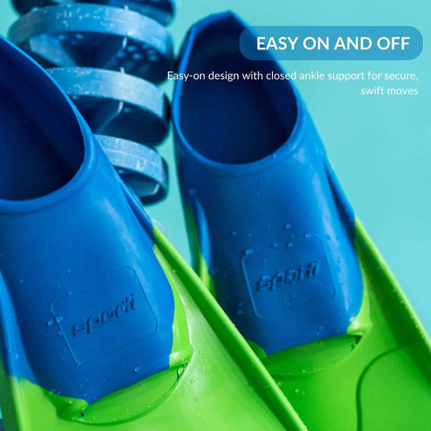 Floating Long-Blade Swim Fins for Training, Adult And Kids Flippers For Pool And Snorkeling, Navy Blue, Easy-On Design