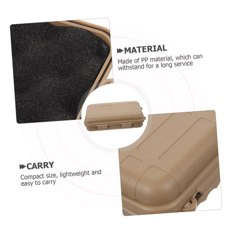 2 Pack Shockproof Storage Case For Outdoor Camping And Hiking, showing khaki PP material, interior foam, and compact design.
