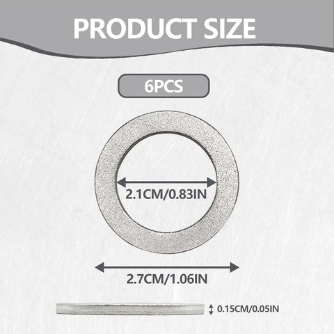 Six Piece Transmission Fluid And Six Piece Rear Differential Oil Drain Plug Washer Gasket Seal Kit product size diagram