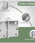 3 Inch Door Hinges Pack Of 12 Brushed Nickel Quiet Heavy Duty Metal Hinges With Soft Close For Hollow Core Doors Rust Resistant 6 Hole Square Door Hardware