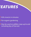 Features of Insecticidal Soap Ready to Use Spray for Organic Gardening and Indoor Outdoor Pest Control Multi Purpose Insect Killer