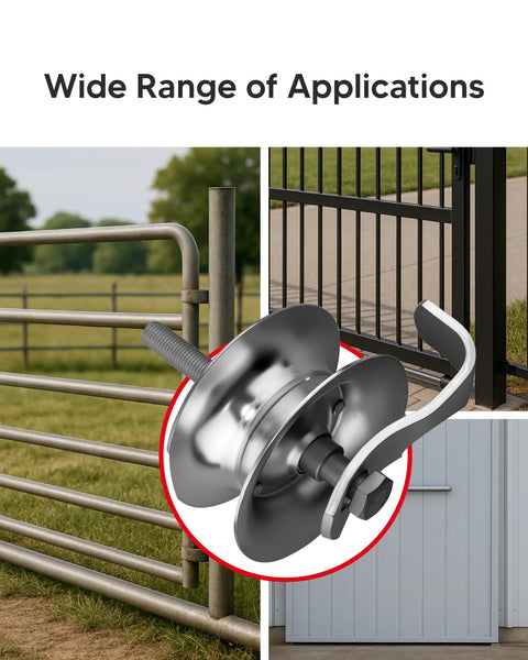 Two Pack Five Inch Sliding Gate Rollers With Galvanized Steel Wheel For One And Five Eighths Inch Pipe Track Outdoor Rustproof Smooth And Quiet For Fence Gate Or Yard Sliding Doors Easy Three Minute Installation For DIY Novices