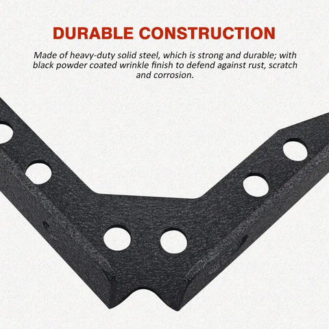 Badass Heavy Duty Tacoma Bed Channel Stiffener And Rear Support Bracket For 2005 To 2022 Toyota Pickup showing solid steel with black wrinkle finish.