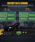 HVAC Temperature Clamp Meter With Plus Or Minus 0.3 C Precision, Digital Pipe Thermometer With Waveform Display, black clamp and screen with data storage options in automotive setting