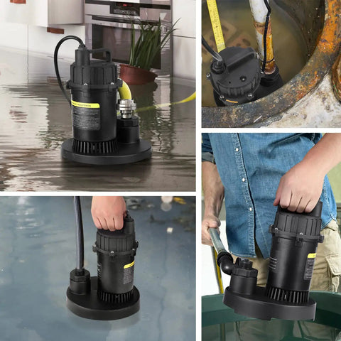 Half HP Submersible Sump Pump With 3300 GPH Flow And 27.7 Ft Lift Handles Clean Or Dirty Water Auto Reset Thermal Protector