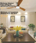 52 Inch Yellow Wood Hugger Ceiling Fan With Light And Remote installed in living room, low profile with parasol wood blades.