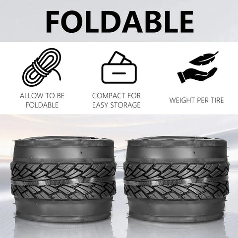 Two Pack 700x35C Foldable Road Bike Tires With Inner Tubes And Repair Kit, Presta Valve 48mm, compact storage features.