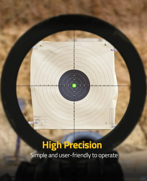 Rechargeable Green Laser Bore Sight Kit With 32 Adapters For 0.17 To 12 GA Calibers view through rifle scope at target.