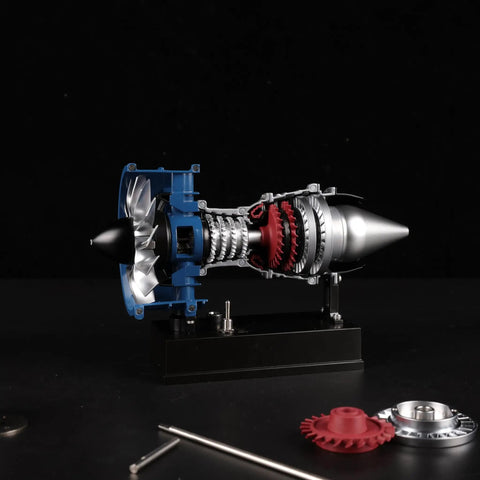 Ultra Realistic Mini Metal Turbofan Engine Model Kit That Actually Runs, 1:20 Scale, 170 Plus Parts, jet engine components