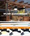 42 Inch Outdoor Ceiling Fan With Light Black Waterproof Gazebo Hangin Fan For Patios And Porches Remote And App Control