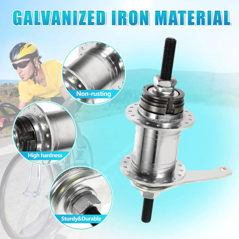 Coaster Brake Rear Hub For Bicycle 36 Hole Bike Hub With Easy Installation Backwards Brake Multi Function Rear Hub, galvanized iron