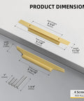 Gold Cabinet Handles 10 Pack 3-3/4 Inch Brushed Brass Drawer Pulls with 96mm Hole Centers and 150mm Length, includes screws