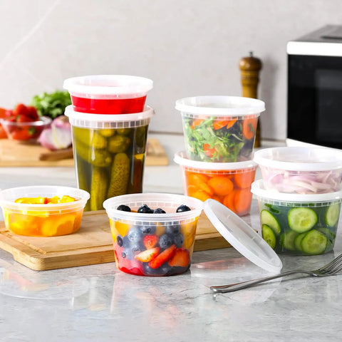 24 Piece Deli Storage Set With Lids Including 8 Oz, 16 Oz And 32 Oz Containers, Airtight BPA Free Plastic Grab And Go Meal Prep