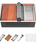 Undermount 14X19 Inch Bar Sink In 16 Gauge Stainless Steel, Single Bowl Kitchen Prep Under Counter Sink with accessories