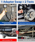 Process of using Brake Pressure Tester Universal Gauge Kit 0 to 3500 PSI ABS Hydraulic Oil Pressure Gauge on gasoline car brakes.