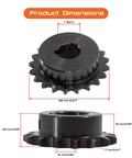 ANSI 40 Roller Chain Sprocket, 15 Tooth, 1 Inch Bore, BHub Carbon Steel Industrial Sprocket with dimensions displayed