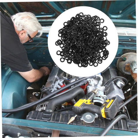 500-Piece Spring Wave Washer Kit Set For Home Auto And Marine Use Heavy-Duty Wave Washers Compression Gaskets Electrical Connection Seals Vibration-Resistant Assortment For DIY Repairs And Upgrades, black washers in engine bay