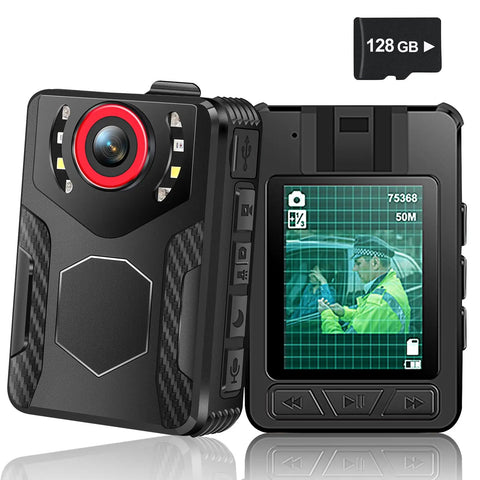 1080P HD Body Camera With Night Vision And Crisp Audio Capture For Cops And Security Pros 10 Hour Battery Life 2 Inch Screen 128GB