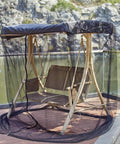 Three Person Patio Swing Mosquito Netting With Zipper Opening Waterproof Roof Tent And Polyester Mesh Screen Rectangle Netting