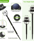 Solar Pathway Lights Outdoor 6 Pack Dope Bright White LED landscape lights with two height options and product details