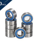 HiPicco MR74-2RS miniature deep groove ball bearings, 4x7x2.5 mm, chrome steel with blue seals, set of 10