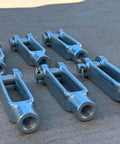 Beefy 5/8-18 Adjustable Yoke End With Galvanized Threaded Clevis, Pins Included, Built For Heavy Duty Lifting And Rigging, Corrosion Resistant Hot Dip Galvanized Steel