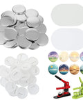 Bulk 400 Piece Button Making Kit with 58mm metal shells, pin backs, clear film, blank paper for DIY badges, events, and crafts