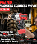 Three Quarter Inch Cordless Impact Wrench Bare Tool, High Torque 1850 Ft Lbs 2500 Nm used on machinery, 18V battery compatible