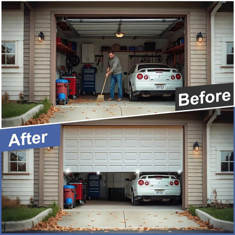 Before and after using Garage Door Bottom Seal Kit 16.5ft EPDM Rubber Weatherproof Seal with Aluminum Track Kit Easy Install DIY